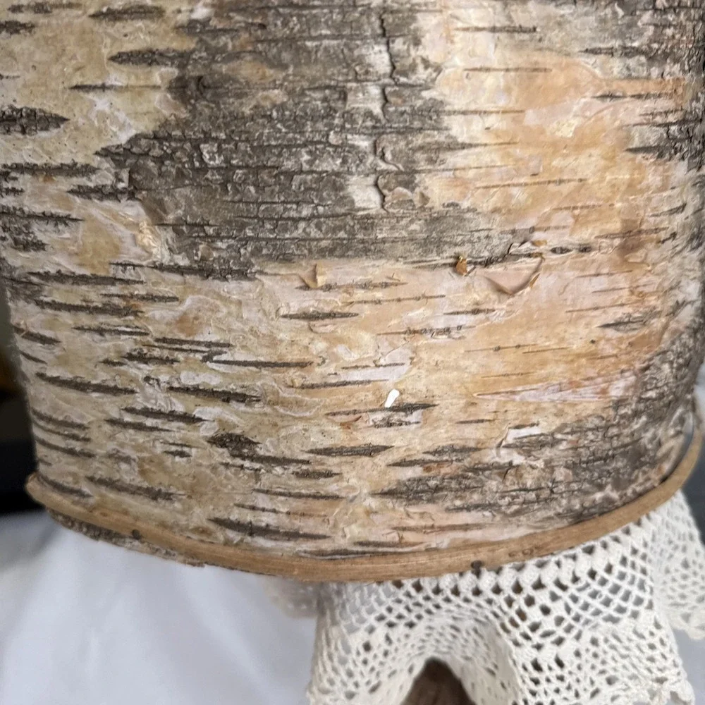 Vintage Birch Bark Wall Hanging 2 Loop Basket. Handmade.